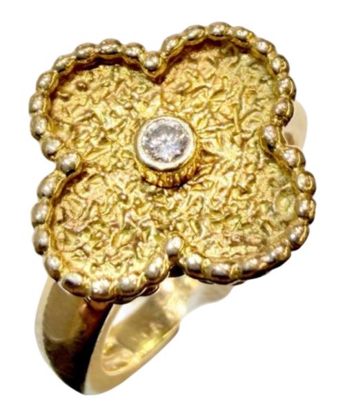 VAN CLEEF & ARPELS（ヴァンクリーフ＆アーペル）VAN CLEEF & ARPELS (ヴァンクリーフ＆アーペル) Vintage Alhambra/ヴィンテージアルハンブラ 1Pダイヤモンドリング/イエローゴールド サイズ:49（約8号）の古着・服飾アイテム