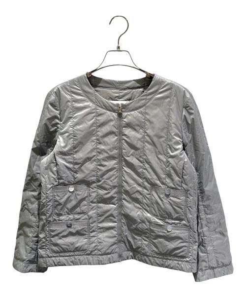 CHANEL（シャネル）CHANEL (シャネル) ココマークボタンナイロンノーカラーダウンジャケット グレー サイズ:40の古着・服飾アイテム