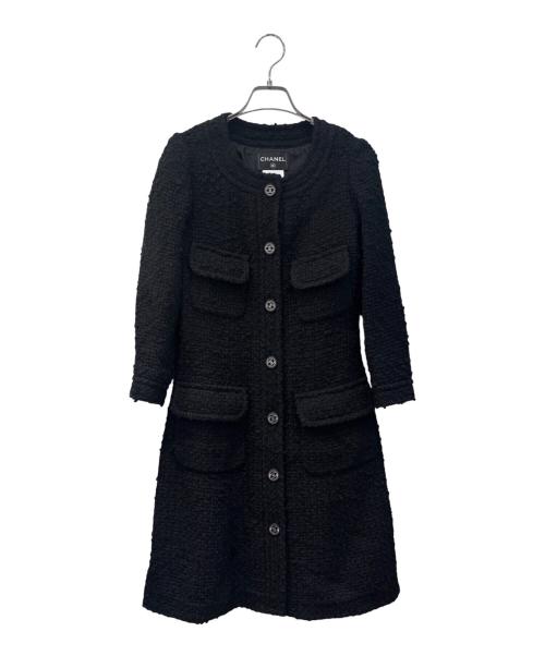 CHANEL（シャネル）CHANEL (シャネル) ココマークボタン ウールツイードコート ブラック サイズ:36の古着・服飾アイテム