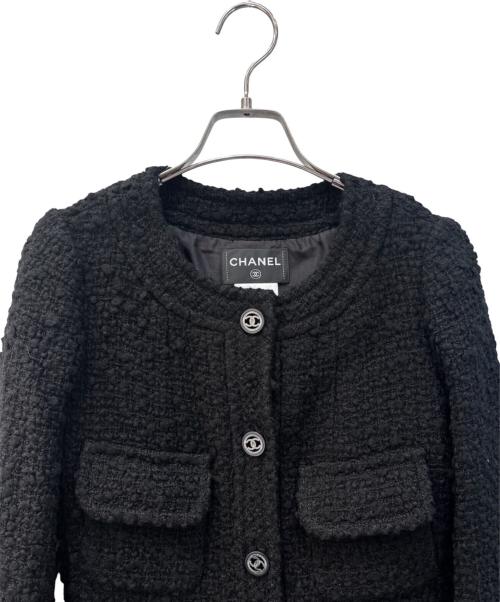 CHANEL（シャネル）CHANEL (シャネル) ココマークボタン ウールツイードコート ブラック サイズ:36の古着・服飾アイテム