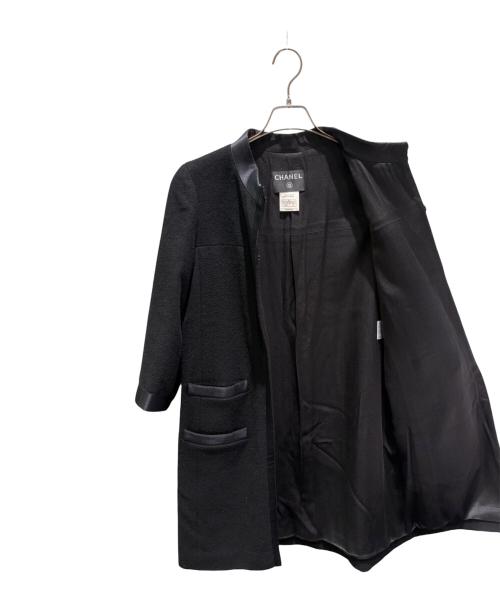 CHANEL（シャネル）CHANEL (シャネル) ココマークボタン付きウールノーカラーコート ブラック サイズ:38の古着・服飾アイテム