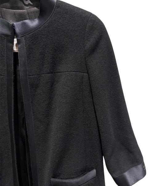 CHANEL（シャネル）CHANEL (シャネル) ココマークボタン付きウールノーカラーコート ブラック サイズ:38の古着・服飾アイテム
