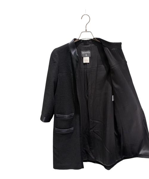 CHANEL（シャネル）CHANEL (シャネル) ココマークボタン付きウールノーカラーコート ブラック サイズ:38の古着・服飾アイテム