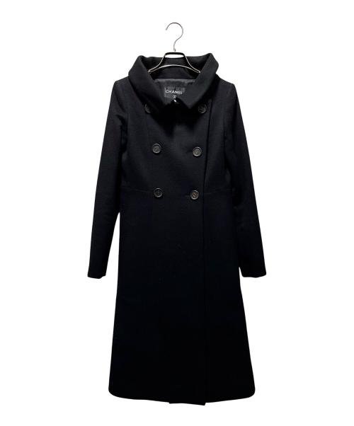 CHANEL（シャネル）CHANEL (シャネル) ココマークボタン ウールダブルコート ブラック サイズ:34の古着・服飾アイテム