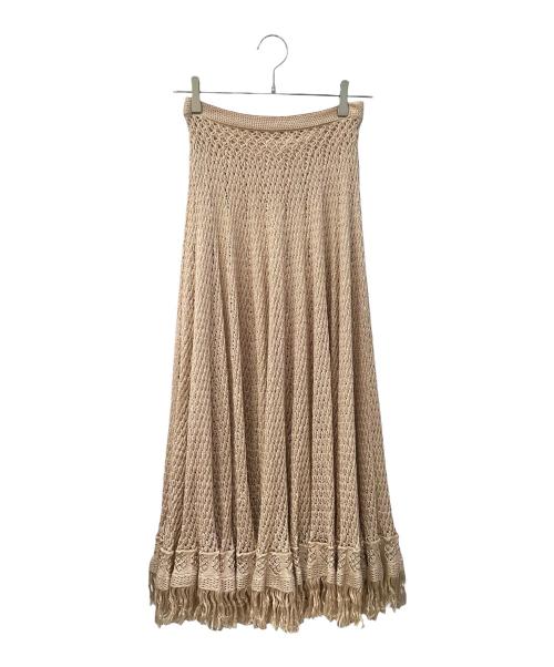 Christian Dior（クリスチャン ディオール）Christian Dior (クリスチャン ディオール) プレタポルテ ニットレース スカート ベージュ サイズ:36の古着・服飾アイテム