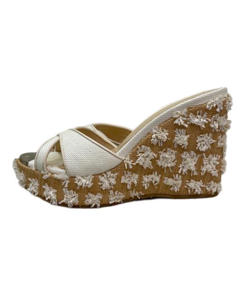 JIMMY CHOO（ジミーチュウ）JIMMY CHOO (ジミーチュウ) コルクウェッジサンダル ベージュ サイズ:36 1/2の古着・服飾アイテム