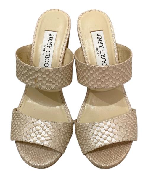 JIMMY CHOO（ジミーチュウ）JIMMY CHOO (ジミーチュウ) パイソン柄コルクウェッジサンダル ベージュ サイズ:36の古着・服飾アイテム