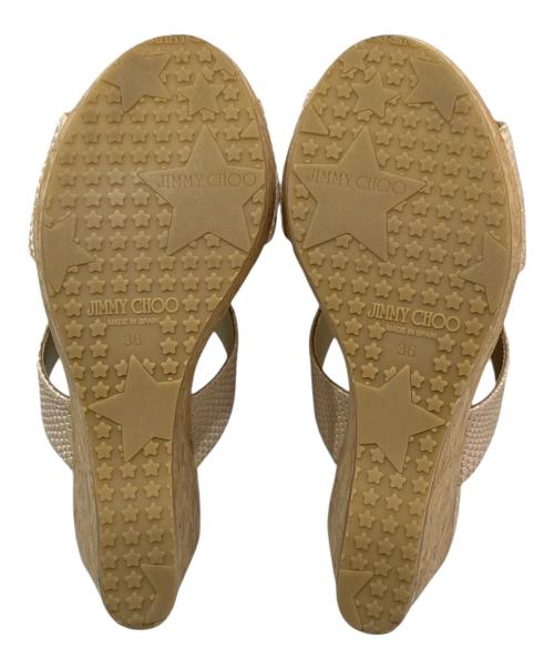 JIMMY CHOO（ジミーチュウ）JIMMY CHOO (ジミーチュウ) パイソン柄コルクウェッジサンダル ベージュ サイズ:36の古着・服飾アイテム