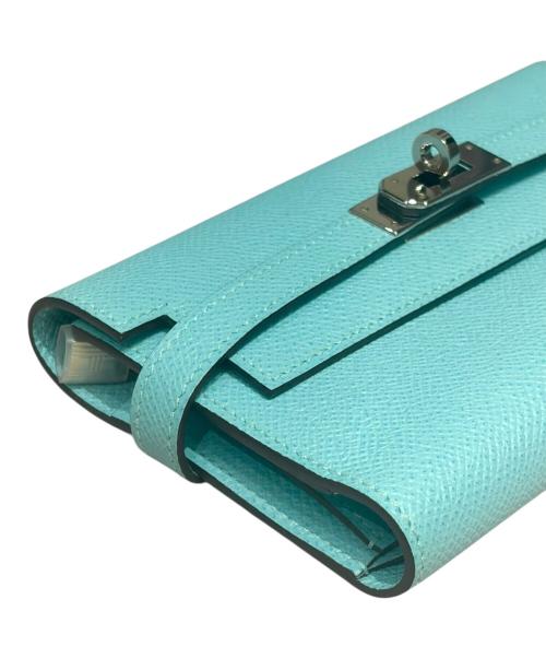 HERMES（エルメス）HERMES (エルメス) ケリーウォレットミディアム/シルバー金具/ヴォーエプソン/ブルーアトール/X刻印/2016年 ブルーアトール×シルバー金具の古着・服飾アイテム