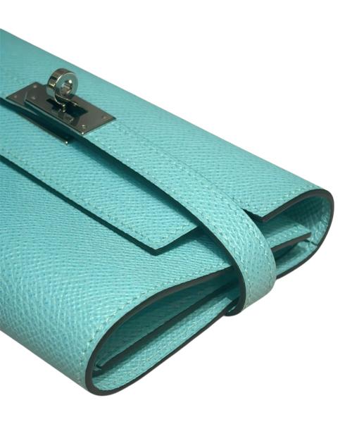 HERMES（エルメス）HERMES (エルメス) ケリーウォレットミディアム/シルバー金具/ヴォーエプソン/ブルーアトール/X刻印/2016年 ブルーアトール×シルバー金具の古着・服飾アイテム