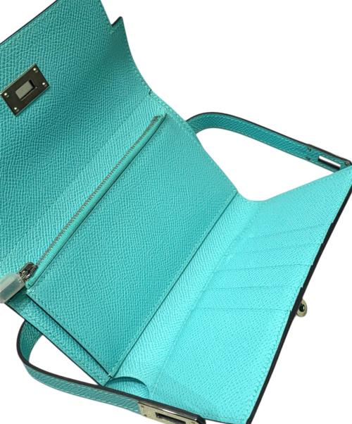 HERMES（エルメス）HERMES (エルメス) ケリーウォレットミディアム/シルバー金具/ヴォーエプソン/ブルーアトール/X刻印/2016年 ブルーアトール×シルバー金具の古着・服飾アイテム