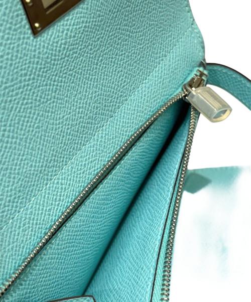 HERMES（エルメス）HERMES (エルメス) ケリーウォレットミディアム/シルバー金具/ヴォーエプソン/ブルーアトール/X刻印/2016年 ブルーアトール×シルバー金具の古着・服飾アイテム