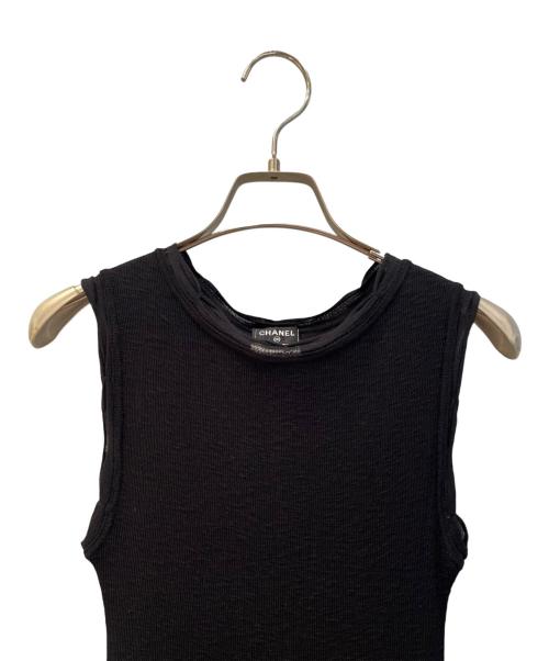 CHANEL（シャネル）CHANEL (シャネル) フリルデザインノースリーブワンピース ブラック サイズ:36の古着・服飾アイテム