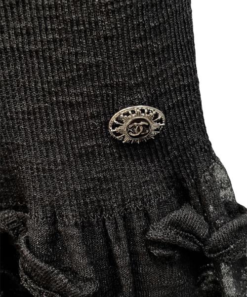 CHANEL（シャネル）CHANEL (シャネル) フリルデザインノースリーブワンピース ブラック サイズ:36の古着・服飾アイテム