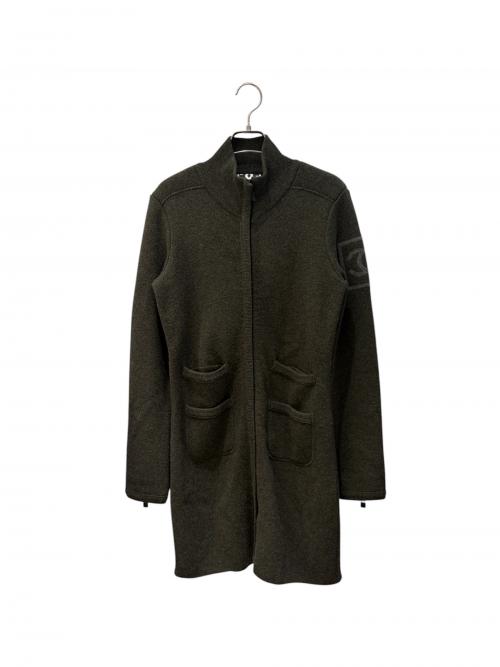 CHANEL（シャネル）CHANEL (シャネル) ジップロングカーディガン グリーン サイズ:38の古着・服飾アイテム