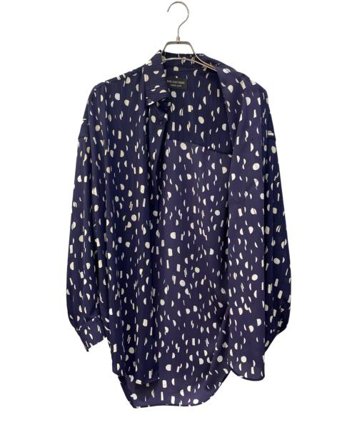 BALENCIAGA（バレンシアガ）BALENCIAGA (バレンシアガ) ポルカドットプリーツプリントシャツ ネイビー サイズ:XXSの古着・服飾アイテム