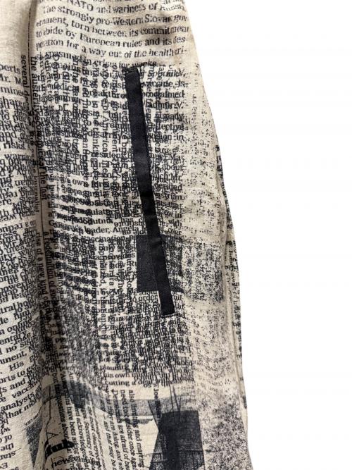 Yohji Yamamoto pour homme（ヨウジヤマモト プールオム）Yohji Yamamoto pour homme YUUKA ASAKURA LINEN NEWSPAPER PRINT TWO TONE PANTS/ユウカ アサクラ リネンユースペーパープリントツートンパンツ ブラック サイズ:2の古着・服飾アイテム