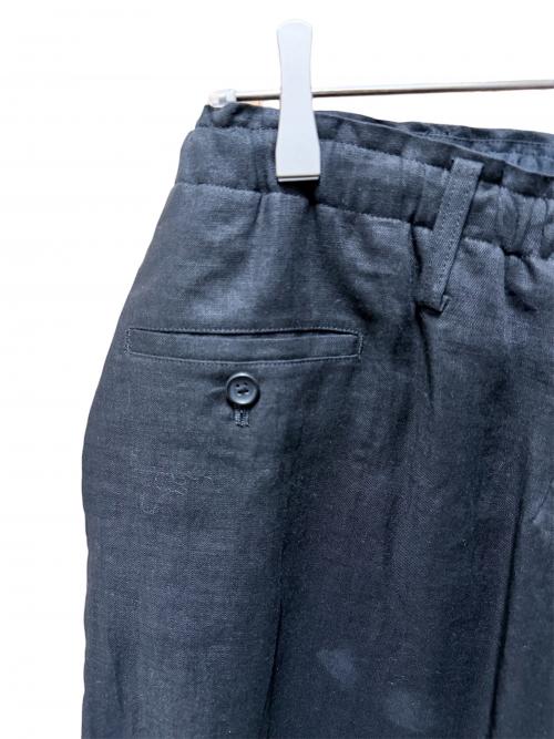 Yohji Yamamoto pour homme（ヨウジヤマモト プールオム）Yohji Yamamoto pour homme YUUKA ASAKURA LINEN NEWSPAPER PRINT TWO TONE PANTS/ユウカ アサクラ リネンユースペーパープリントツートンパンツ ブラック サイズ:2の古着・服飾アイテム