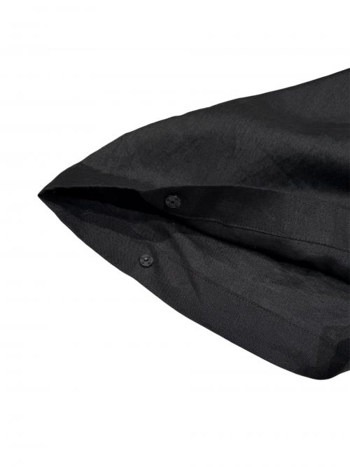 Yohji Yamamoto pour homme（ヨウジヤマモト プールオム）Yohji Yamamoto pour homme YUUKA ASAKURA LINEN NEWSPAPER PRINT TWO TONE PANTS/ユウカ アサクラ リネンユースペーパープリントツートンパンツ ブラック サイズ:2の古着・服飾アイテム