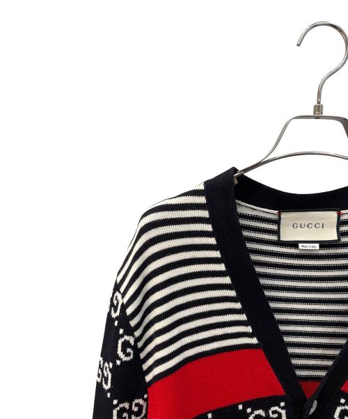 GUCCI（グッチ）GUCCI (グッチ) GGストライプカーディガン ネイビー サイズ:Lの古着・服飾アイテム