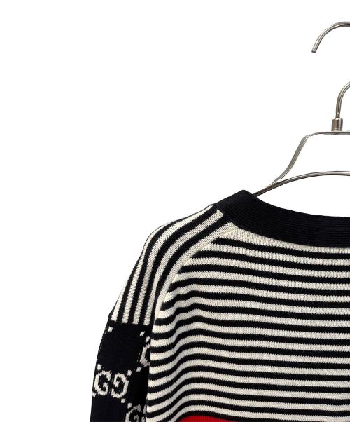 GUCCI（グッチ）GUCCI (グッチ) GGストライプカーディガン ネイビー サイズ:Lの古着・服飾アイテム