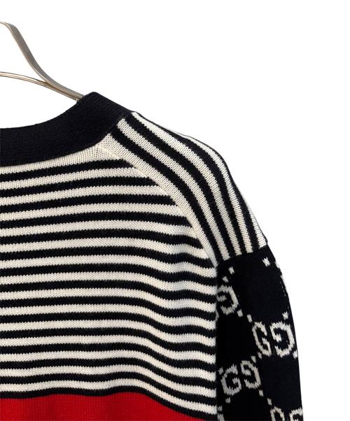 GUCCI（グッチ）GUCCI (グッチ) GGストライプカーディガン ネイビー サイズ:Lの古着・服飾アイテム