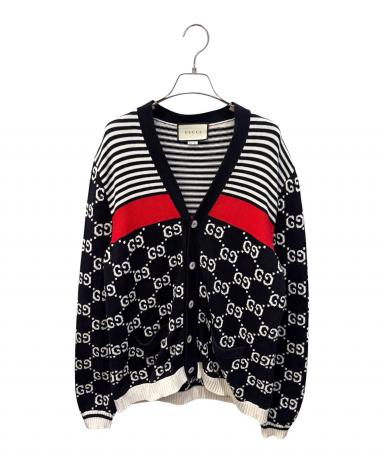 これが限界プライス　GUCCI ストライプ GGロゴ カーディガン 中古・古着通販】GUCCI (グッチ) GGストライプカーディガン ネイビー