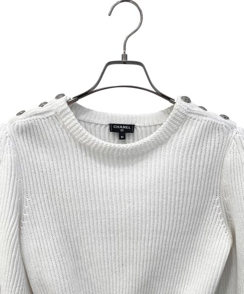 CHANEL（シャネル）CHANEL (シャネル) ウエストリブニット ホワイト サイズ:36の古着・服飾アイテム