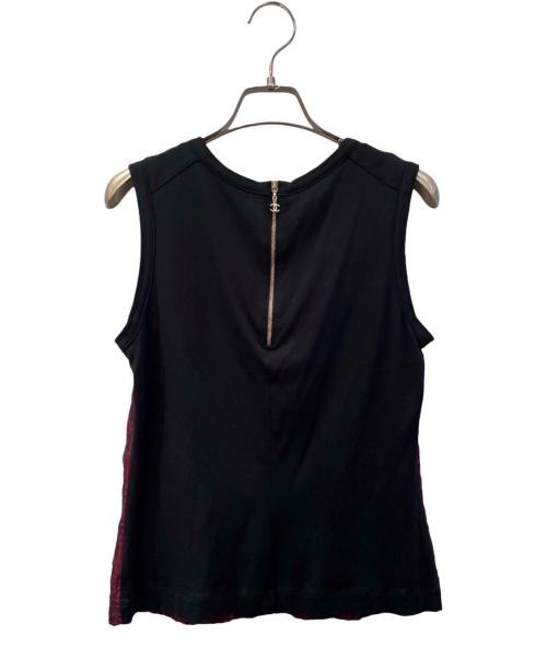 CHANEL（シャネル）CHANEL (シャネル) クローバーモチーフノースリーブトップス ワインレッド サイズ:38の古着・服飾アイテム