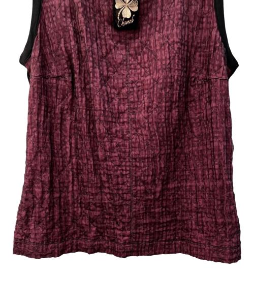 CHANEL（シャネル）CHANEL (シャネル) クローバーモチーフノースリーブトップス ワインレッド サイズ:38の古着・服飾アイテム