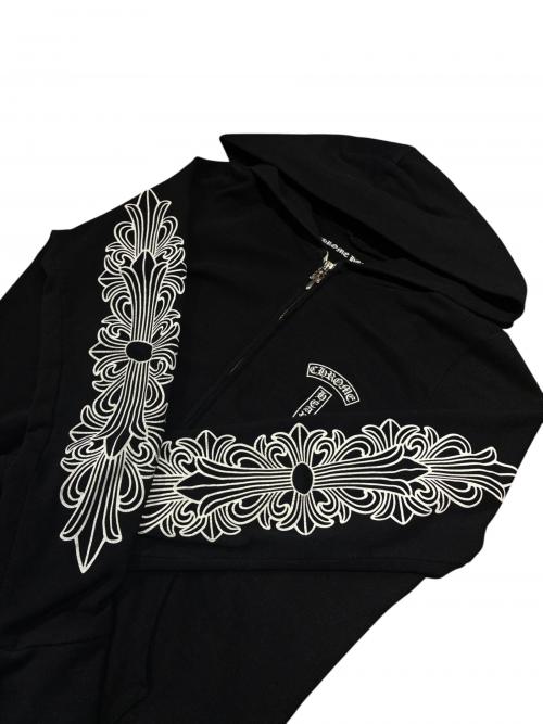 CHROME HEARTS（クロムハーツ）CHROME HEARTS (クロムハーツ) バックアーチロゴジップパーカー ブラック サイズ:XSの古着・服飾アイテム