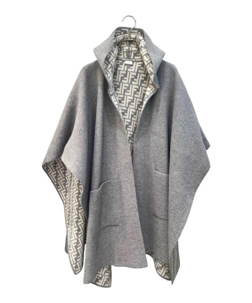 FENDI KIDS（フェンディ キッズ）FENDI KIDS (フェンディ キッズ) カシミヤ混ズッカ柄リバーシブルポンチョ ライトグレー サイズ:Ｓの古着・服飾アイテム