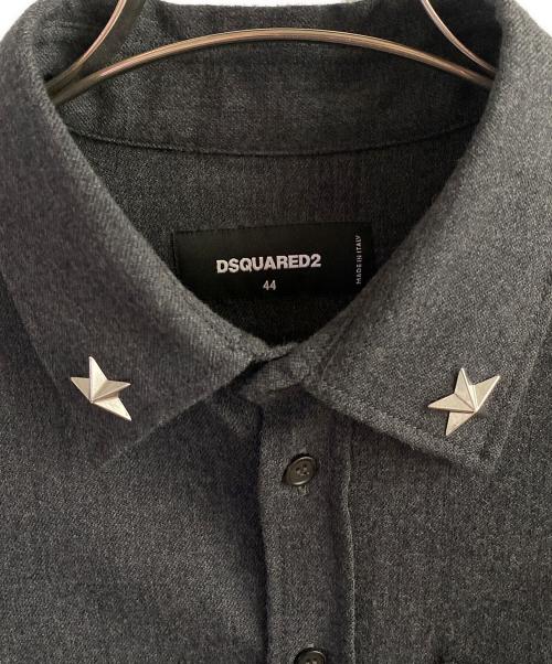 DSQUARED2（ディースクエアード）DSQUARED2 (ディースクエアード) ウール ロングスリーブシャツ グレー サイズ:44の古着・服飾アイテム