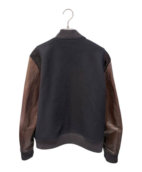 DSQUARED2（ディースクエアード）DSQUARED2 (ディースクエアード) 袖レザースタジャン ネイビー×ブラウン サイズ:46の古着・服飾アイテム