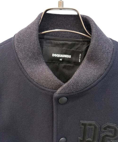 DSQUARED2（ディースクエアード）DSQUARED2 (ディースクエアード) 袖レザースタジャン ネイビー×ブラウン サイズ:46の古着・服飾アイテム