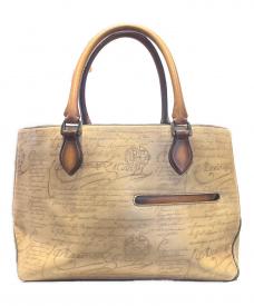 Berlutiベルルッティ）の古着「カリグラフィ トゥジュール トートバッグ/Berluti Calligraphy Toujours Tote Bag」｜ベージュ×ブラック