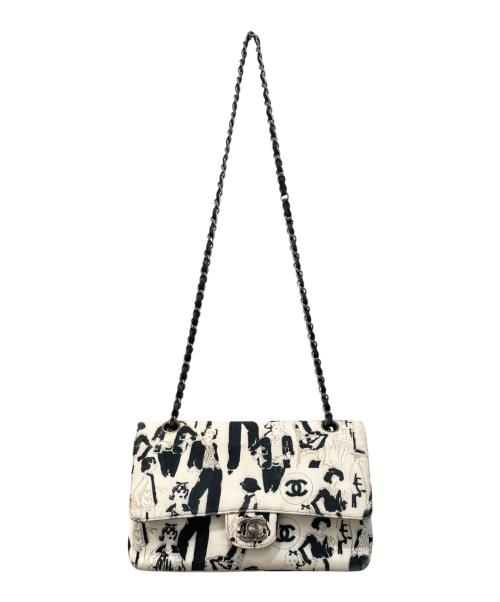 CHANEL（シャネル）CHANEL (シャネル) ヴィンテージ チェーンショルダーバッグ/グラフィティ キャンバス/ショルダーバッグ ブラック×ホワイトの古着・服飾アイテム