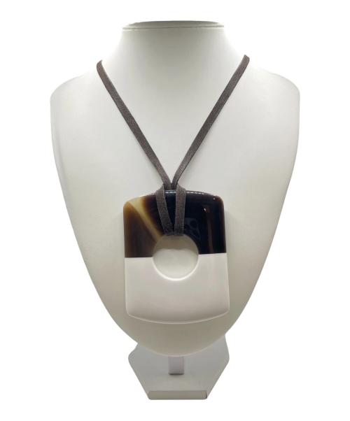 HERMES（エルメス）HERMES (エルメス) ダルヴァ バッファローホーン ネックレス ブラウン×ホワイトの古着・服飾アイテム