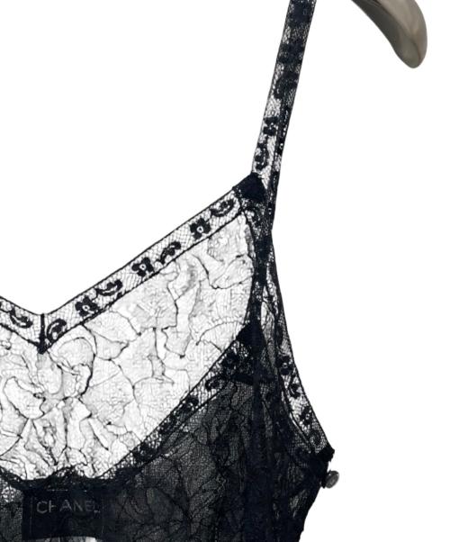 CHANEL（シャネル）CHANEL (シャネル) カメリアレースキャミソール ブラック サイズ:Mの古着・服飾アイテム