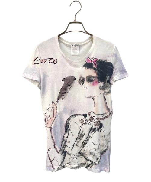CHANEL（シャネル）CHANEL (シャネル) ココマドモアゼル グラフィックプリントTシャツ ホワイト サイズ:size38の古着・服飾アイテム