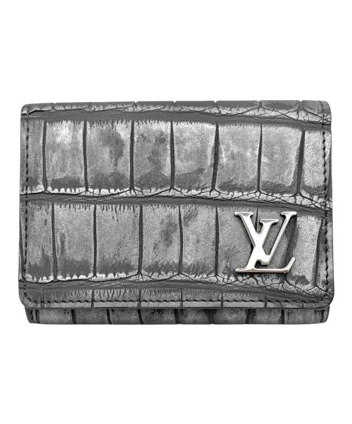 LOUIS VUITTON（ルイ ヴィトン）LOUIS VUITTON (ルイ ヴィトン) メタリック加工 エキゾチックレザーカードケース グレーの古着・服飾アイテム
