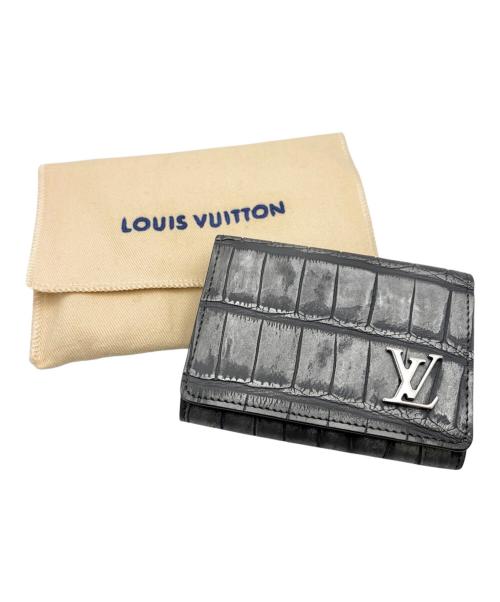 LOUIS VUITTON（ルイ ヴィトン）LOUIS VUITTON (ルイ ヴィトン) メタリック加工 エキゾチックレザーカードケース グレーの古着・服飾アイテム