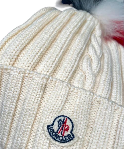 MONCLER（モンクレール）MONCLER (モンクレール) フォックスファーニット帽 ホワイトの古着・服飾アイテム