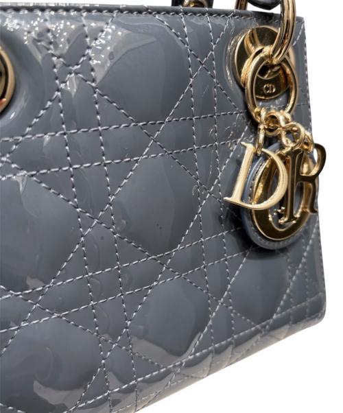 Christian Dior（クリスチャン ディオール）Christian Dior (クリスチャン ディオール) Lady Dior Mini / レディディオール ミニ グレー×ゴールド金具 サイズ:ミニの古着・服飾アイテム