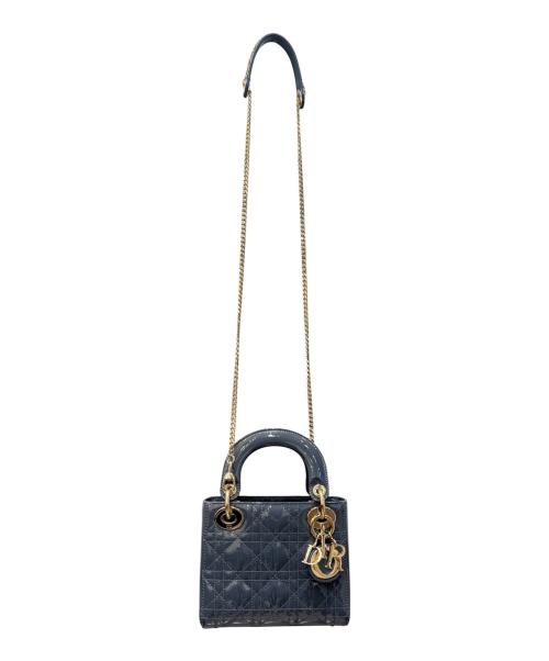 Christian Dior（クリスチャン ディオール）Christian Dior (クリスチャン ディオール) Lady Dior Mini / レディディオール ミニ グレー×ゴールド金具 サイズ:ミニの古着・服飾アイテム