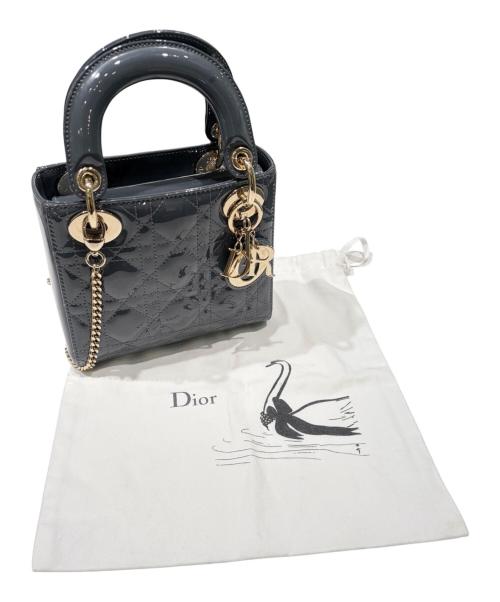 Christian Dior（クリスチャン ディオール）Christian Dior (クリスチャン ディオール) Lady Dior Mini / レディディオール ミニ グレー×ゴールド金具 サイズ:ミニの古着・服飾アイテム