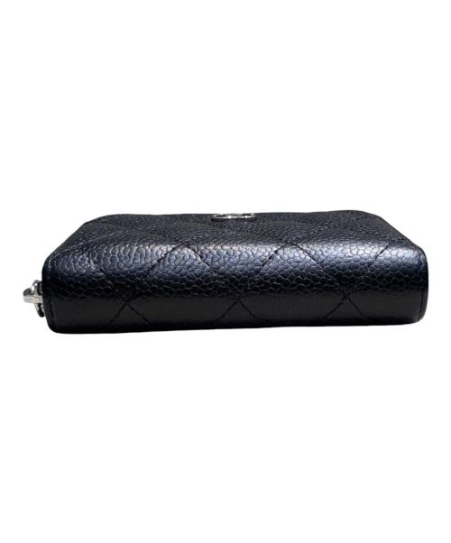 CHANEL（シャネル）CHANEL (シャネル) マトラッセ キャビアスキン カードケース/コインケース ブラック×シルバー金具 サイズ:-の古着・服飾アイテム