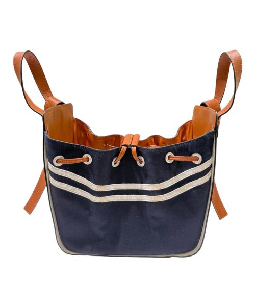 LOEWE（ロエベ）LOEWE (ロエベ) 2WAYバッグ/ハンモック ドローストリングセーラースモール ホワイト×ネイビーの古着・服飾アイテム