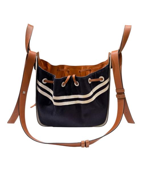 LOEWE（ロエベ）LOEWE (ロエベ) 2WAYバッグ/ハンモック ドローストリングセーラースモール ホワイト×ネイビーの古着・服飾アイテム