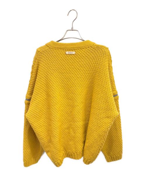 GUCCI（グッチ）GUCCI (グッチ) V-neck cable-knit wool jumper/Vネックケーブルニットウールジャンパー イエロー サイズ:Sの古着・服飾アイテム